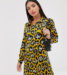 Желтое платье-рубашка с леопардовым принтом Missguided Tall - Желтый