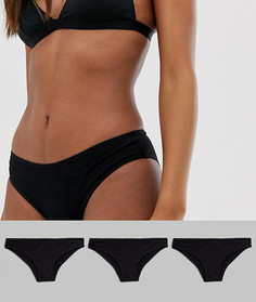 3 бразильских трусов из трикотажа на основе хлопка ASOS DESIGN - Черный