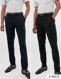 Набор из 2 облегающих брюк черного и темно-синего цвета ASOS DESIGN СКИДКА