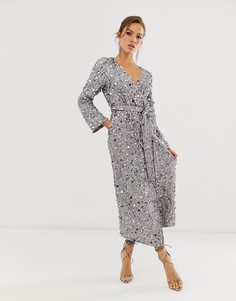 Платье миди с запахом и крупными пайетками ASOS EDITION - Серый