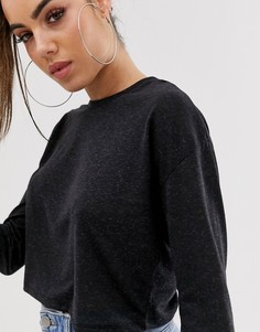 Черная свободная футболка из материала с добавлением льна ASOS DESIGN - Черный