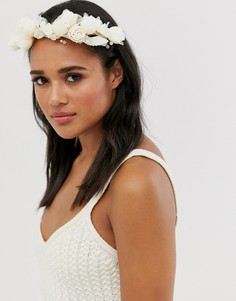 Украшение на голову с цветами и бусинами розового и кремового цвета ASOS DESIGN Wedding