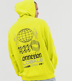 Ярко-зеленый oversize-худи с принтом на спине ASOS DESIGN Tall - Зеленый