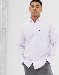 Розовая оксфордская рубашка узкого кроя с логотипом Abercrombie & Fitch - Розовый