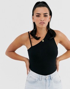 Черное асимметричное боди на одно плечо ASOS DESIGN - Черный