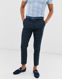 Темно-синие брюки скинни в клетку Burton Menswear - Серый