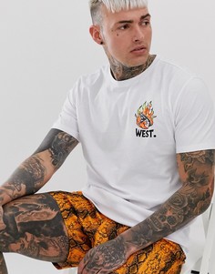 Белая футболка с принтом пламени Bershka - Белый