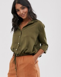 Рубашка цвета хаки со шнурком на талии River Island - Зеленый