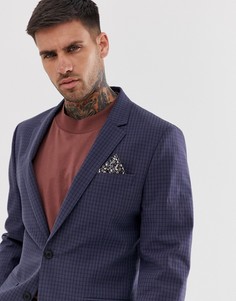 Темно-синий приталенный пиджак из жатой ткани ASOS DESIGN Wedding - Темно-синий