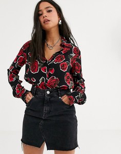 Рубашка с розами Love Moschino - Красный