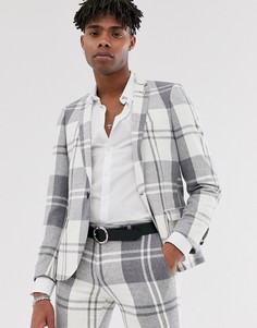 Супероблегающий пиджак в крупную серую клетку Twisted Tailor - Серый