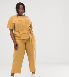 Комбинезон с поясом ASOS DESIGN Curve - Желтый