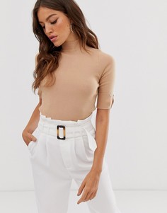 Приталенный джемпер с короткими рукавами Fashion Union - Коричневый