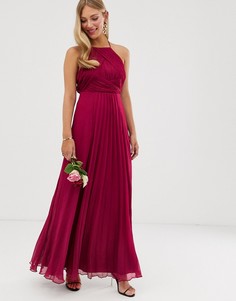 Платье макси со сборками на лифе ASOS DESIGN Bridesmaid - Красный