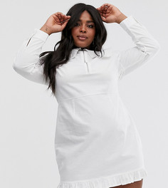 Платье мини на молнии с воротом-оборкой ASOS DESIGN Curve - Белый