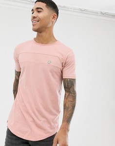 Удлиненная футболка с закругленным краем и вставками Le Breve - Розовый