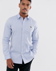 Голубая приталенная оксфордская рубашка с длинными рукавами и логотипом-зеброй PS Paul Smith - Синий