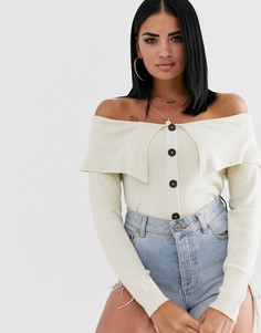 Кардиган с открытыми плечами ASOS DESIGN - Кремовый