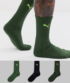 Набор из 3 пар зеленых носков Puma - Зеленый