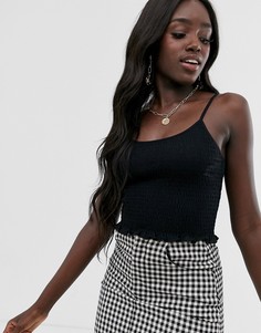 Черный присборенный топ на бретелях ASOS DESIGN - Черный