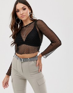 Черный кроп-топ из сеточки ASOS DESIGN - Черный