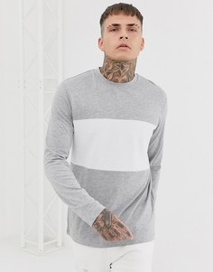 Серый меланжевый лонгслив со вставкой ASOS DESIGN - Серый