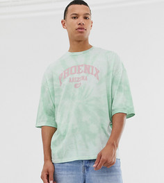 Oversize-футболка с принтом тай-дай и принтом город ASOS DESIGN Tall - Зеленый