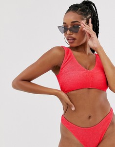 Красный бикини-топ с V-образным вырезом ASOS DESIGN fuller bust mix and match размеры DD-F