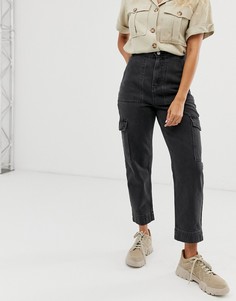 Черные выбеленные джинсы с карманами Weekday - Черный