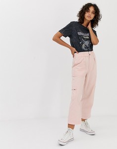 Широкие брюки в стиле милитари Stradivarius STR - Розовый