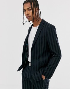 Облегающий пиджак в однотонную полоску ASOS DESIGN - Черный
