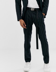 Облегающие брюки в однотонную полоску ASOS DESIGN - Черный