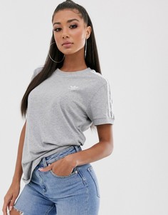 Серая футболка с отделкой и 3 полосками Adidas Originals - Серый