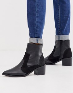 Черные ботинки в стиле вестерн на среднем каблуке London Rebel - Черный