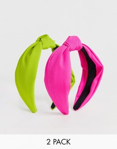 Набор неоновых ободков зеленого и розового цвета с узлом New Look 2 шт.