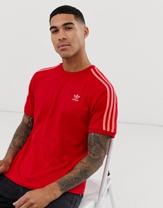 Красная футболка с 3 полосками adidas Originals - Красный