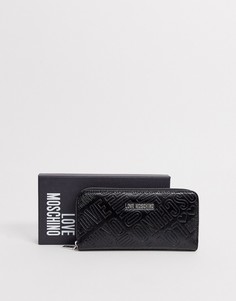 Кошелек на молнии с тиснением Love Moschino - Черный