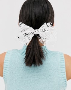 Заколка для волос с бантом, сетчатой отделкой и надписью jadore ASOS DESIGN - Белый