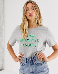 Футболка с принтом Monki - Зеленый
