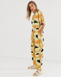 Свободный комбинезон на молнии с анималистичным принтом ASOS DESIGN - Мульти