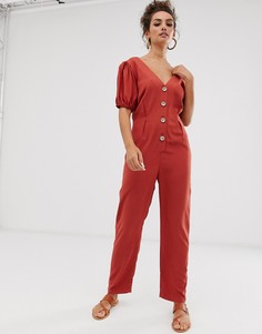 Комбинезон на пуговицах с пышными рукавами ASOS DESIGN - Мульти