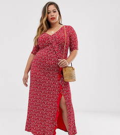 Платье макси с длинными рукавами и цветочным принтом ASOS DESIGN Curve - Мульти