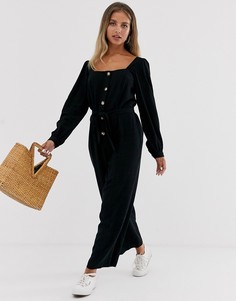 Комбинезон с длинными рукавами и поясом ASOS DESIGN - Черный