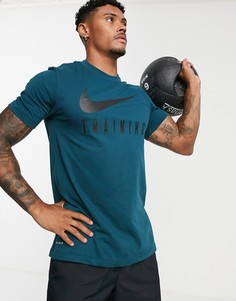 Темно-синяя футболка с надписью training Nike Training Dri-FIT - Синий