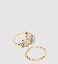 Набор из 2 золотистых колец с кристаллами ASOS DESIGN Curve - Золотой