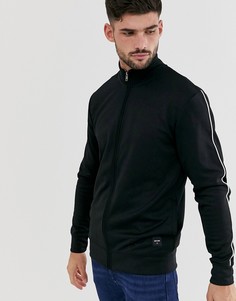 Черная трикотажная куртка на молнии с неоновой отделкой Only & Sons - Черный