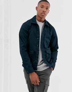 Темно-синяя рубашка навыпуск в стиле милитари Jack & Jones Core - Темно-синий