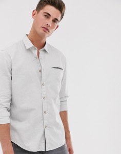 Серая приталенная рубашка с контрастными пуговицами Esprit - Серый