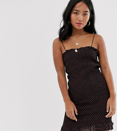 Черное платье мини со сборками и принтом River Island Petite - Черный