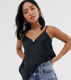 Черный топ на бретельках с оборками River Island Petite - Черный